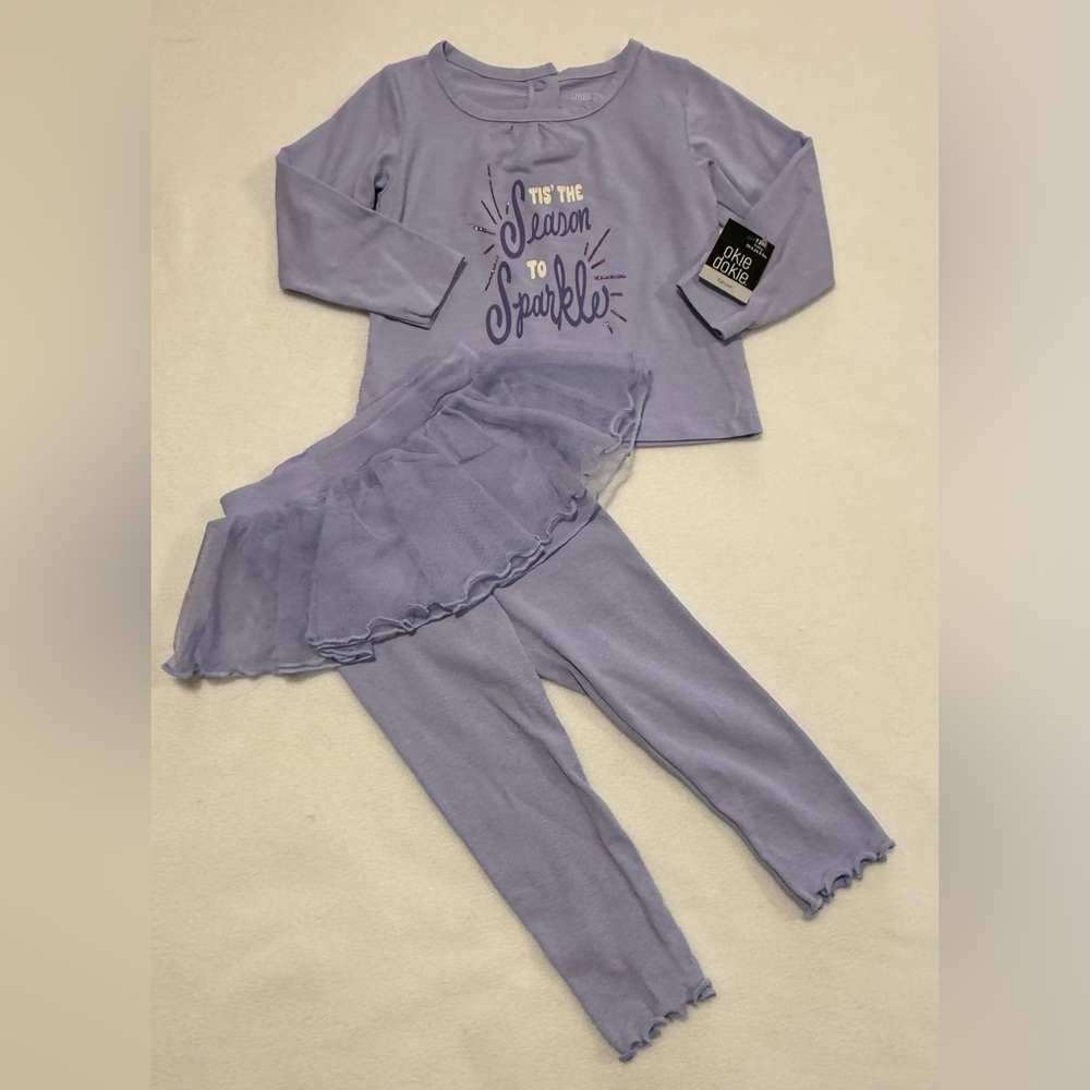 Okie Dokie NWT 12M Girl 2-Pc Lavender Set with Sparkle Design